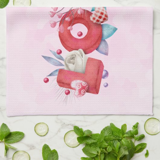 Liebe Text Fett Block FontWasserfarbe Geschirrtuch (Gefaltet)