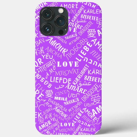 Liebe Text iPhone Case Multi Language Lila (Rückseite)