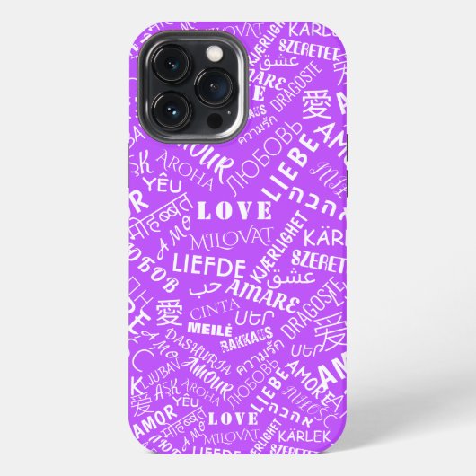 Liebe Text iPhone Hülle Multi Sprache Lila (Rückseite)