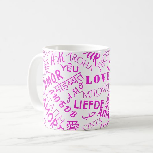 Liebe Text Kaffee Tasse Multi Language Word (Vorderseite Links)