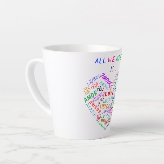 Liebe Text Latte Tasse (Linke Ecke)