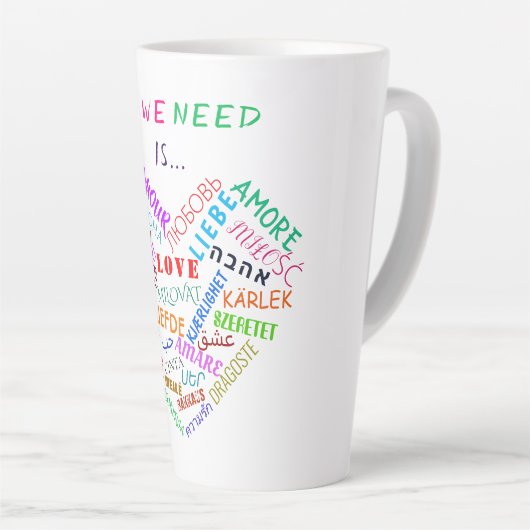 Liebe Text Latte Tasse (Rechte Ecke)