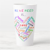 Liebe Text Latte Tasse (Vorderseite)