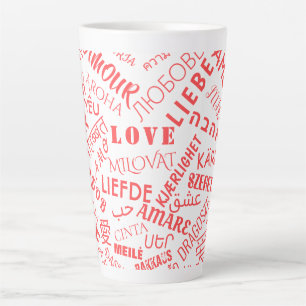 Liebe Text Latte Tasse Multi Language Word