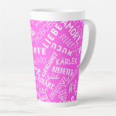 Liebe Text Latte Tasse Rosa oder Farbe wählen (Rechte Ecke)