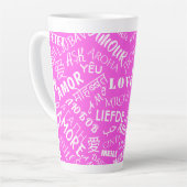 Liebe Text Latte Tasse Rosa oder Farbe wählen (Linke Ecke)