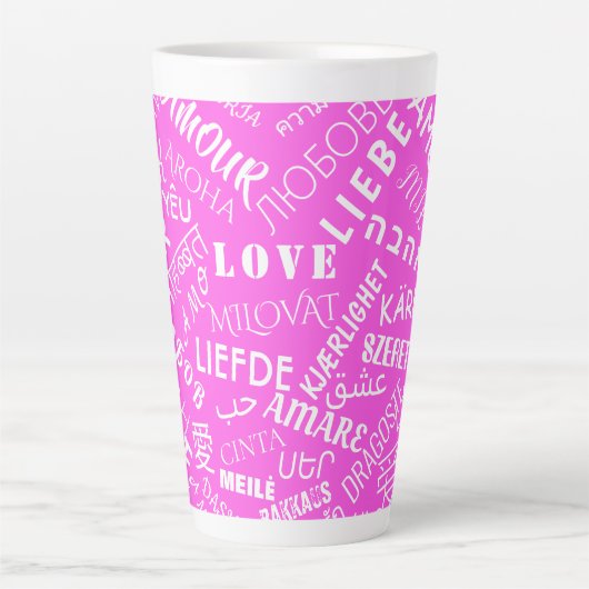 Liebe Text Latte Tasse Rosa oder Farbe wählen (Vorderseite)