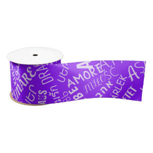 Liebe Text Lila Satin Ribbon Multi Language Satinband