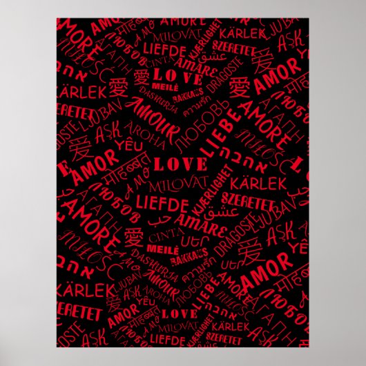 Liebe Text Poster Multi Language Word - Ihre Farbe (Vorne)