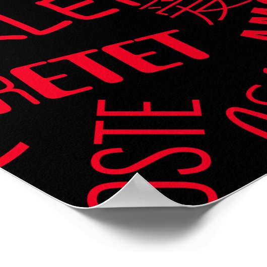 Liebe Text Poster Multi Language Word - Ihre Farbe (Ecke)