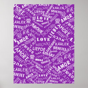 Liebe Text Poster Multi Language Word - Ihre Farbe