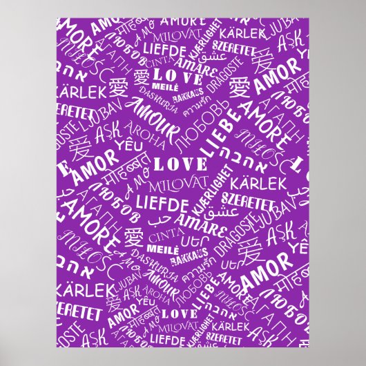 Liebe Text Poster Multi Language Word - Ihre Farbe (Vorne)