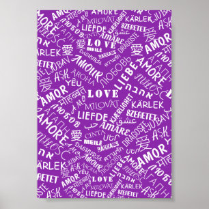Liebe Text Poster Multi Language Word - Ihre Farbe
