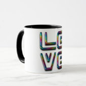 Liebe Text Rainbow Elegante Typografie Tasse (Vorderseite Links)