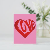 LIEBE TEXT RED TYPOGRAPHY VALENTINSTAG POSTKARTE (Stehend Vorderseite)