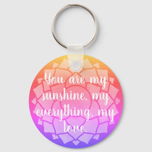Liebe Text Regenbogen Blume Floral Chakra Reiki Yo Schlüsselanhänger (Rückseite)
