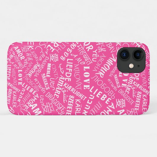 Liebe Text Rosa iPhone Case oder Farbe wählen (Rückseite (Horizontal))