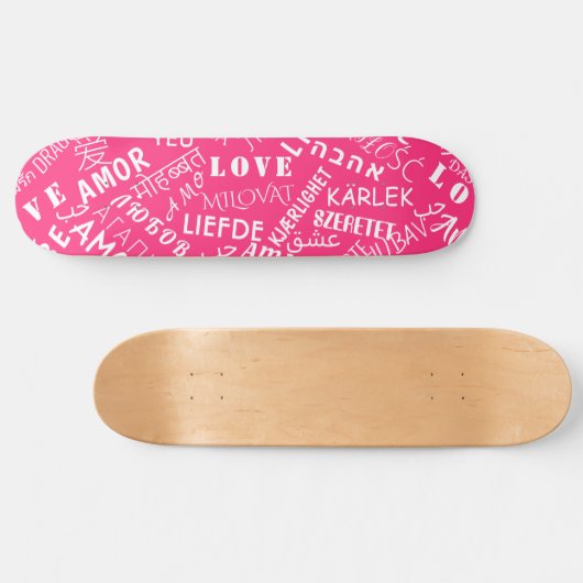 Liebe Text Rosa Skateboard oder Farbe wählen (Horizontal)