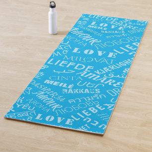 Liebe Text Yoga Mat Blue oder wählen Sie Farben Yogamatte