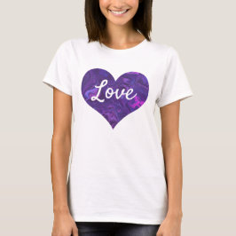Liebe Textherz Form Lila Marmor T-Shirt