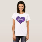 Liebe Textherz Form Lila Marmor T-Shirt (Vorne ganz)