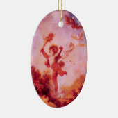 LIEBE THE JESTER, KUPID MONOGRAM Red Ruby Heart Keramikornament (Rechts)