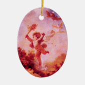 LIEBE THE JESTER, KUPID MONOGRAM Red Ruby Heart Keramikornament (Vorne)