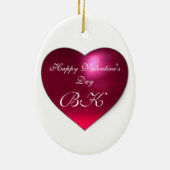 LIEBE THE JESTER, KUPID MONOGRAM Red Ruby Heart Keramikornament (Hinten)