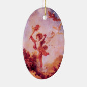 LIEBE THE JESTER, KUPID MONOGRAM Red Ruby Heart Keramikornament (Rechts)
