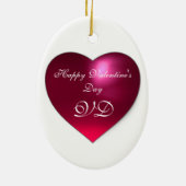 LIEBE THE JESTER, KUPID MONOGRAM Red Ruby Heart Keramikornament (Hinten)
