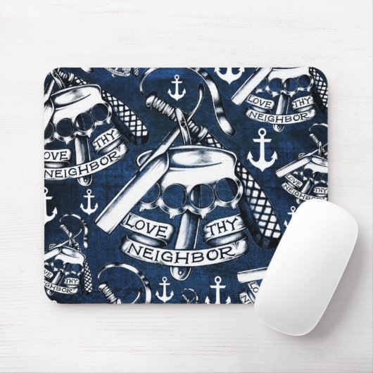Liebe thy Nachbar-retro Tätowierungsmuster in der Mousepad (Mit Mouse)