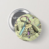 Liebe thy Nachbarhand gezeichnetes Grafikmuster Button (Vorne & Hinten)