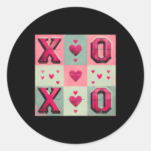 Liebe Tic-tac-toe Valentindesign Runder Aufkleber