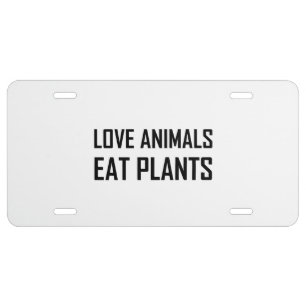 Liebe-Tiere essen Pflanzen-veganes lustiges US Nummernschild