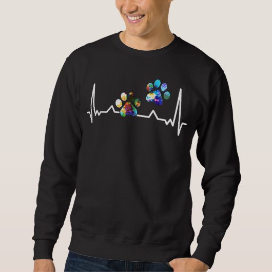 Liebe Tiere farbenfrohe Paw Heartbeat Sweatshirt (Vorderseite)