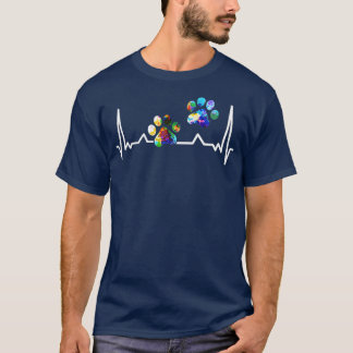Liebe Tiere farbenfrohe Paw Heartbeat T-Shirt