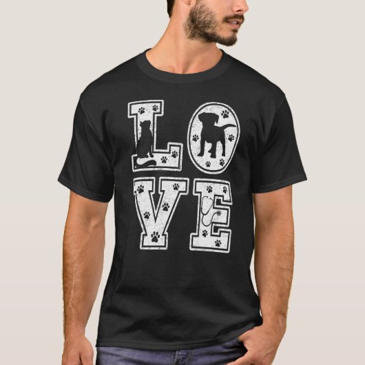 Liebe Tiere Tierärzte Tech Retro Veterinary Techni T-Shirt (Vorderseite)