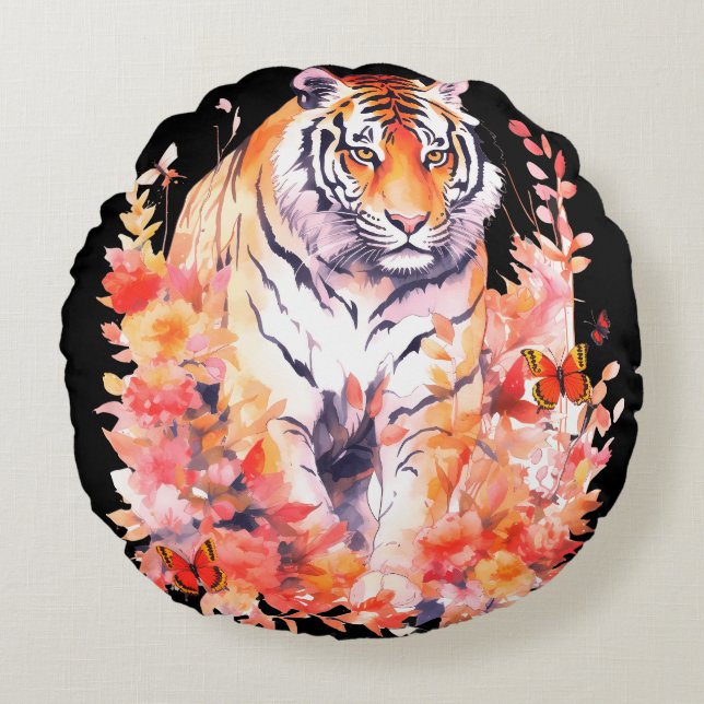 Liebe Tigers Rundes Kissen (Vorderseite)