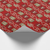 Liebe Tiles-Red-Gold-RED-Geschenkpapier Geschenkpapier (Ecke)