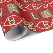 Liebe Tiles-Red-Gold-RED-Geschenkpapier Geschenkpapier (Rolleneckpunkt)