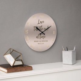 Liebe Time Blush Wedding Jubiläum Chic Keepake Große Wanduhr