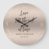 Liebe Time Blush Wedding Jubiläum Chic Keepake Große Wanduhr (Vorderseite)