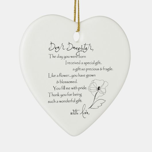 Liebe Tochter Herz Ornament (Rechts)