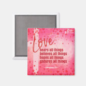 "LIEBE trägt alles 1 Korinther 13:7" Magnet (Vorderseite/Rückseite)
