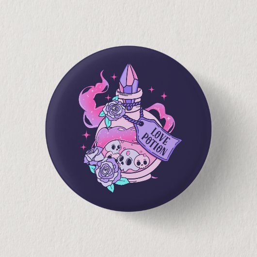 Liebe Tränke Niedlich Rosa Halloween Flasche Button (Vorderseite)