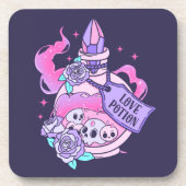 Liebe Tränke Niedlich Rosa Halloween Flasche Getränkeuntersetzer (Vorderseite)