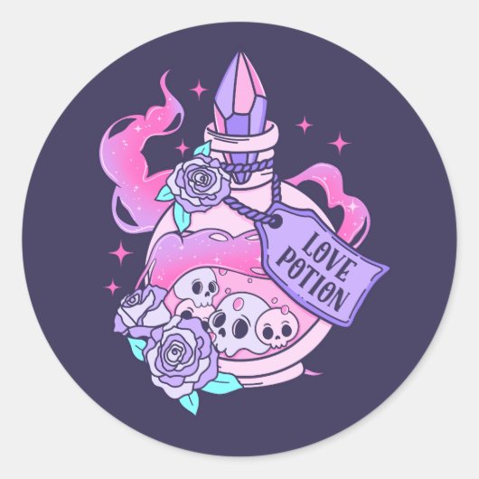 Liebe Tränke Niedlich Rosa Halloween Flasche Runder Aufkleber (Vorderseite)