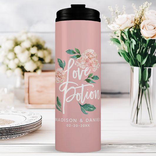 Liebe Tränke Rosa Personalisierte Hochzeit Thermosbecher