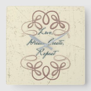 Liebe, Traum, Erstellen, Wiederholen des Folk-Desi Quadratische Wanduhr