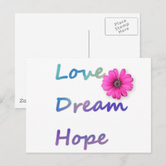Liebe, Traum, Hoffnung Blume Postkarte (Vorne/Hinten)
